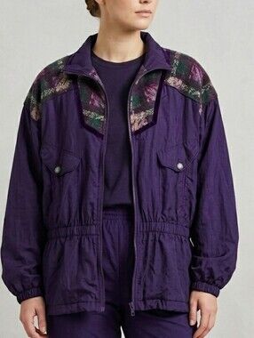 OUT BROOK Vintage Track Suit Jacket Purple Zip Up